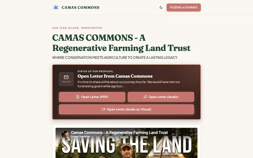Camas Commons' home page today, in their own accounts