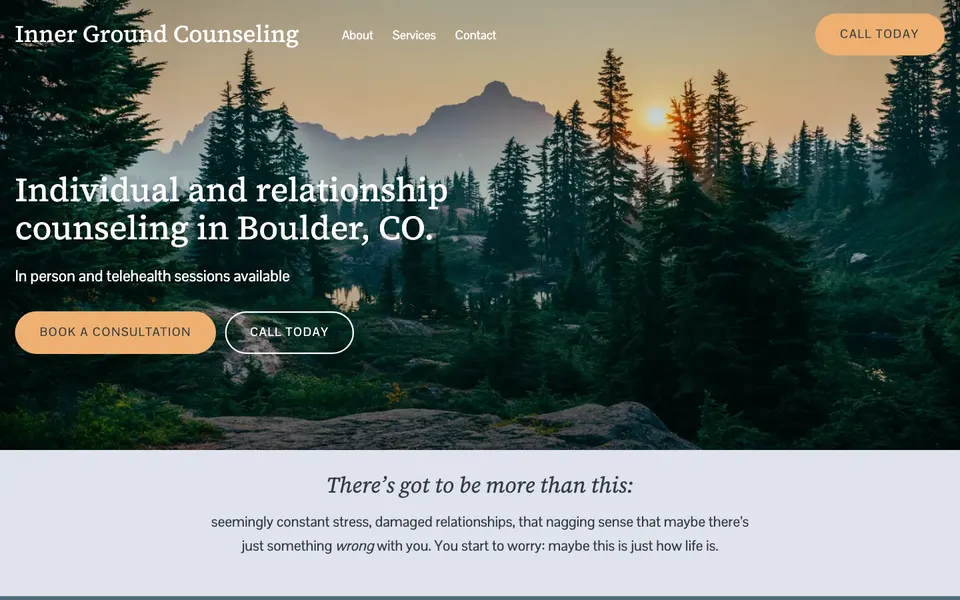 Inner Ground Counseling's home page today, in Oliver's own accounts