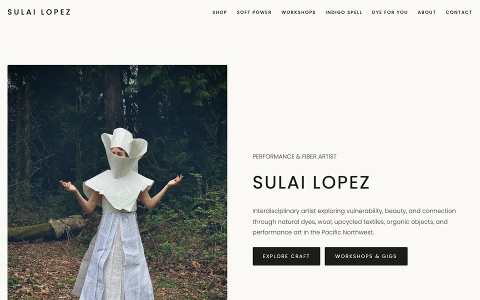 Sulai Lopez's home page on Squarespace